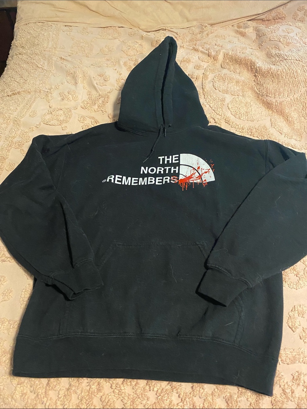 Gildan Black Hoodie with White & Red Graphic